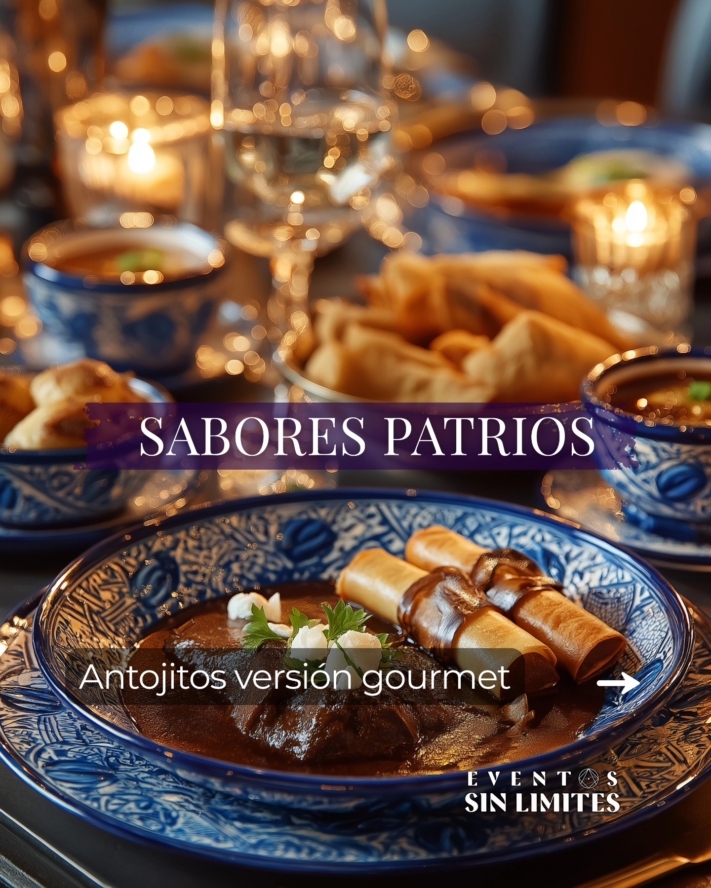 Elegante conjunto de mesas con decoración patriótica